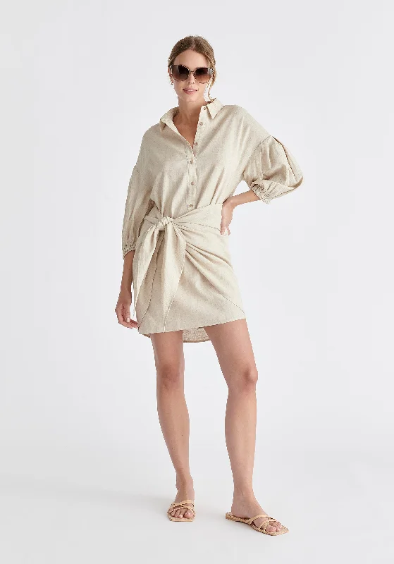 Hot Deals You Can’t Resist!Linen Blend Shirt Dress