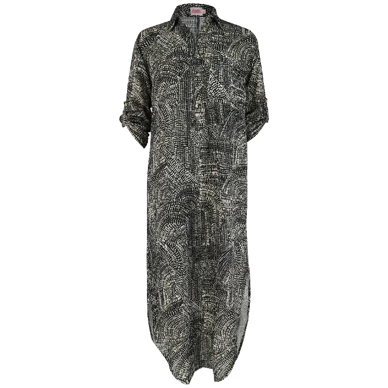 Every Deal is a Steal!Melissa Maxi Shirt Dress Black Spotty