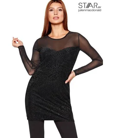 Best Deals Just for You!Mesh Tunic Sweatshirt Dress