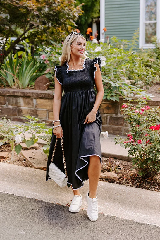 Special Offer – Act Fast!Mimosa Mingle Smocked Midi in Black