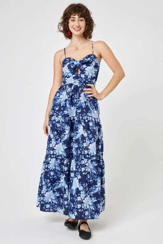 Today Only – Don’t Miss It!Navy White Floral Keyhole Maxi Cami Dress