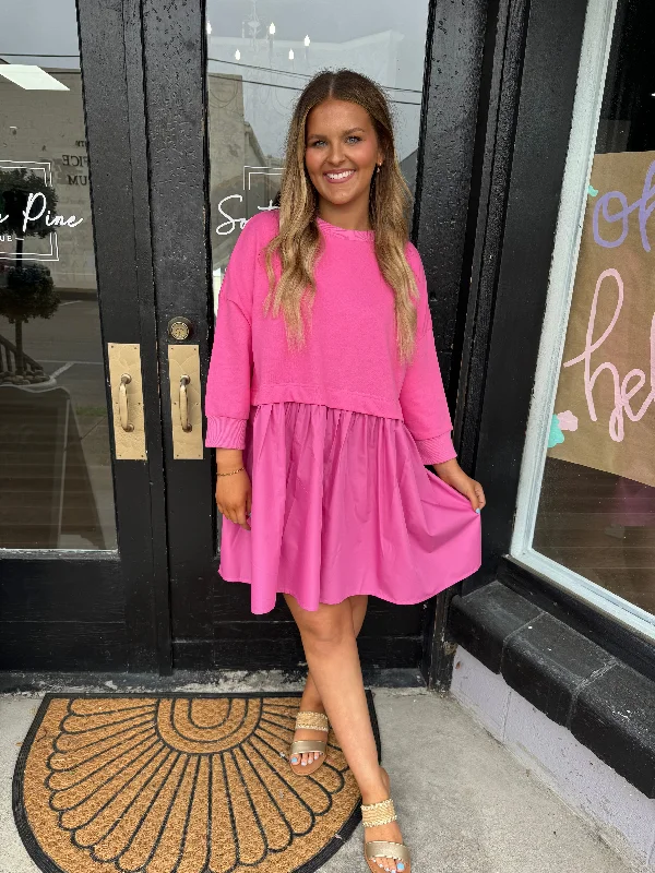 Get Ready to Save!Pink contrast sweatshirt dress