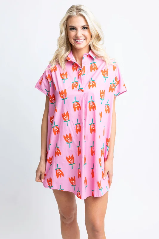 Best Deals Just for You!Poplin Poppy Vneck Shirt Dress