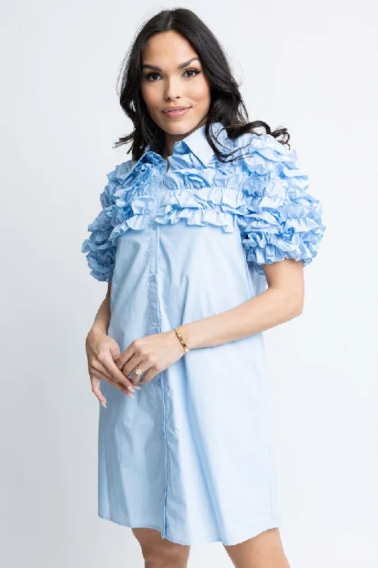 Best Price of the Season!Poplin Ruffle Shirt Dress