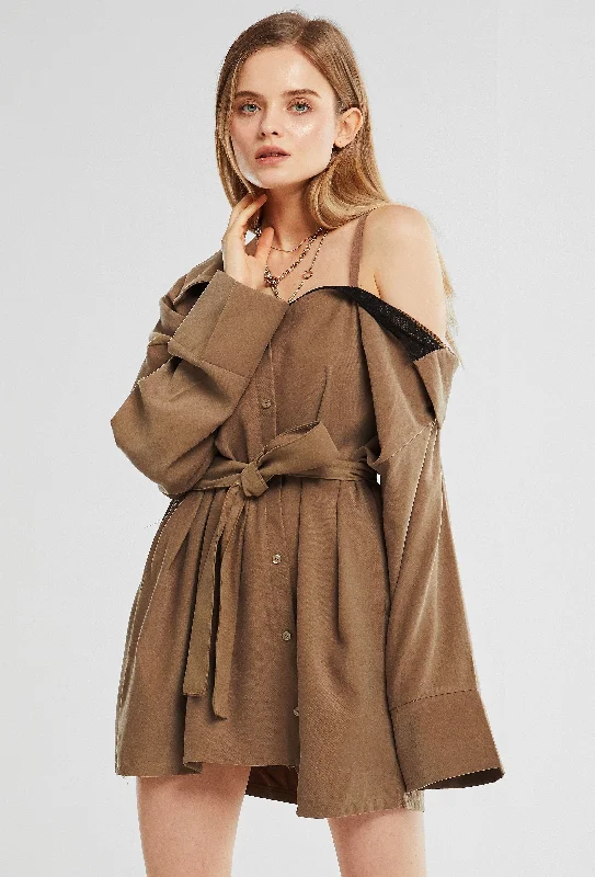 Shop Smart, Save Big!Ruby Cold Shoulder Shirt Dress w/Belt