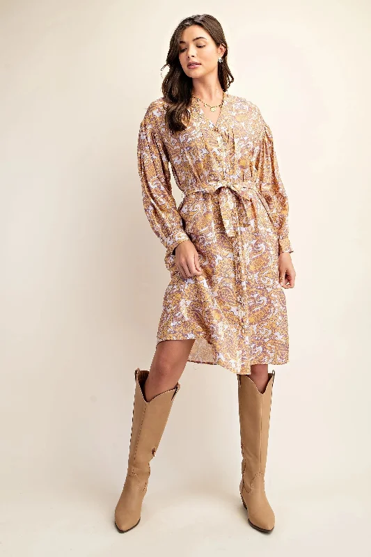 Exclusive Savings This Week!Satin Shirt Dress in Mustard Mix