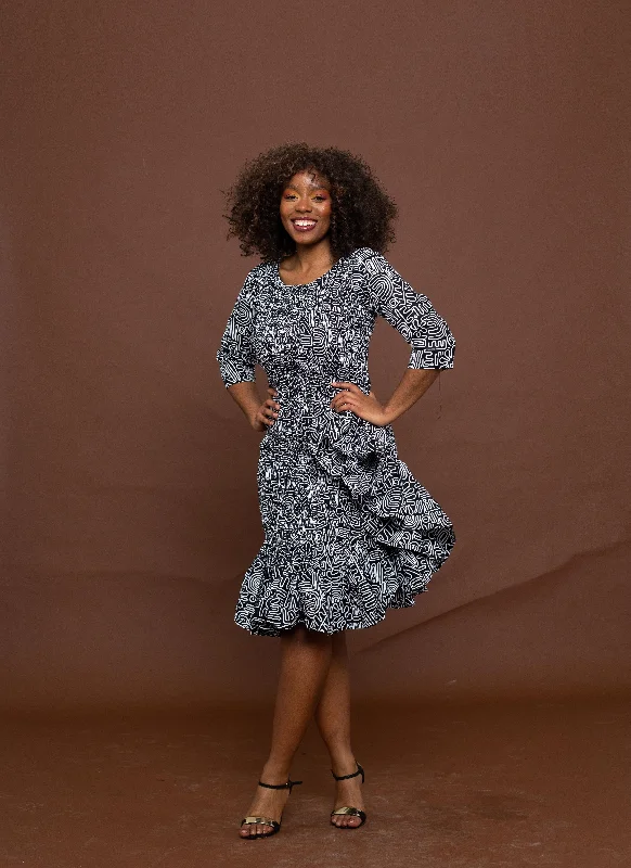Today’s Deals, Tomorrow’s Regrets!Skylar Ankara Midi Dress | Black and White African Print