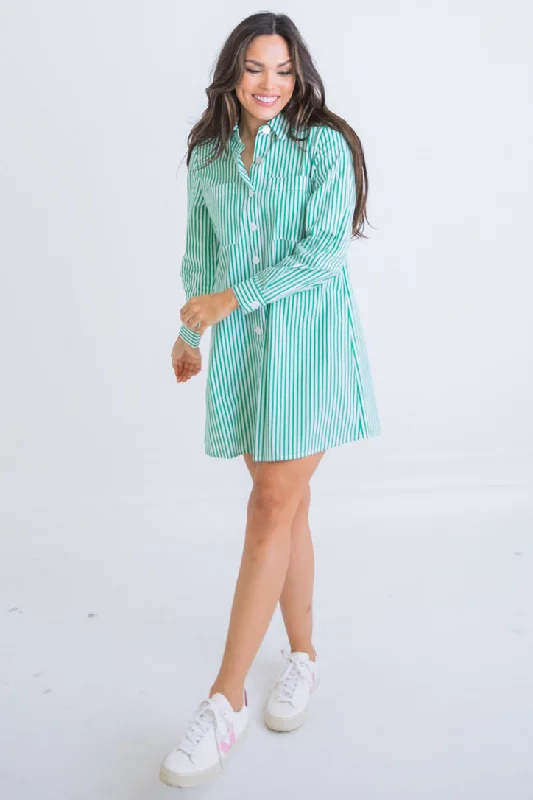 Exclusive Offers You’ll Love!Stripe Poplin Shirt Dress