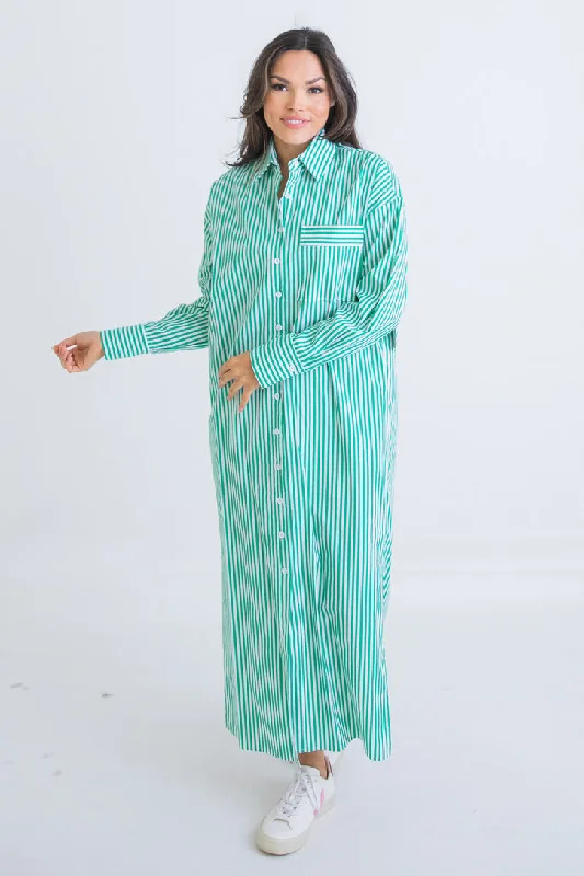 Snag the Best Prices Now!Striped Maxi Shirt Dress