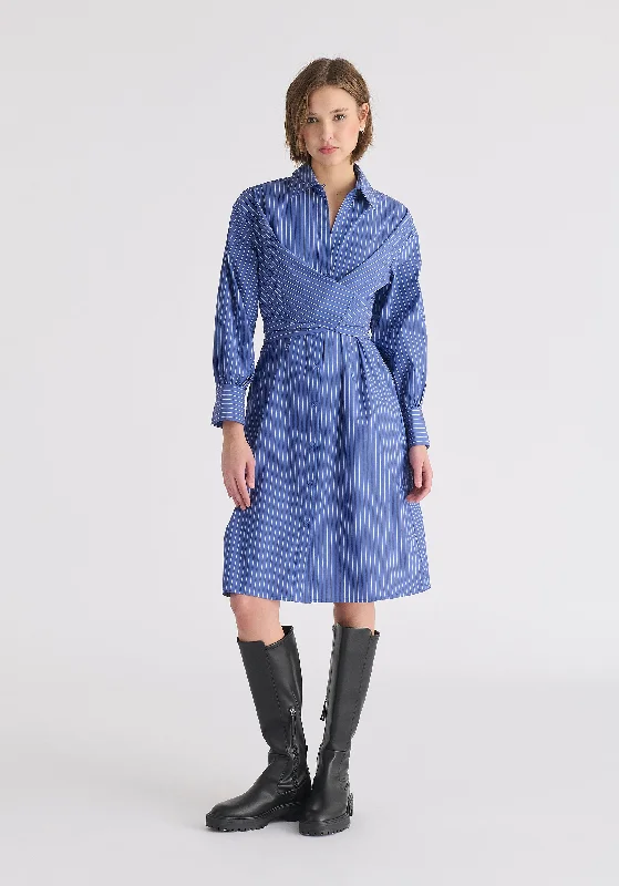Hurry! While Supplies Last!Striped Shirt Dress with Waist Tie