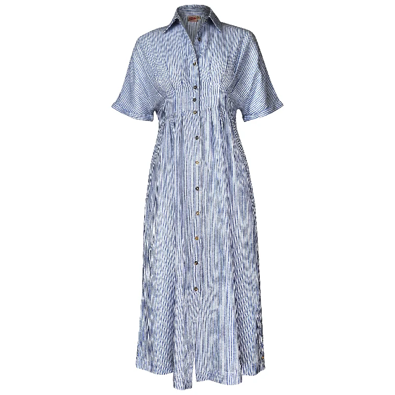 Get the Best for Less!Tanya Tuck Shirt Dress Nar Cornflower Stripe