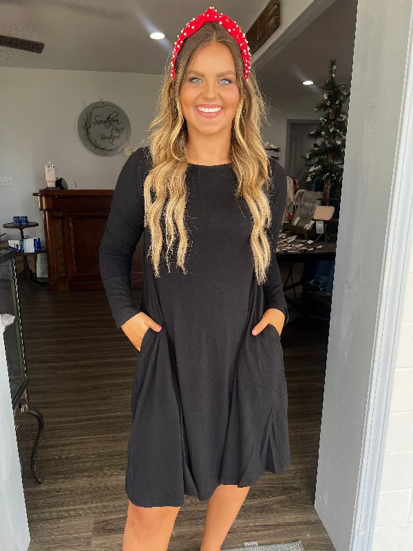 Your Chance to Save is Now!Black long sleeve tshirt dress