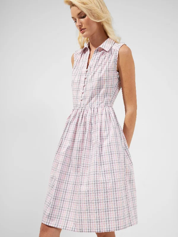 Limited Edition, Limited Price!Yaki Organic Check Sleeveless Shirt Dress